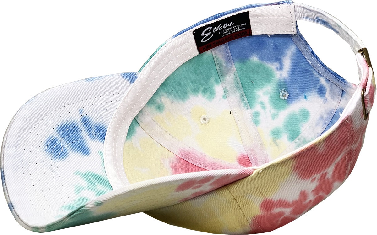 Tiedye Rainbow Low Profile Baseball Caps Inside Turned Over View
